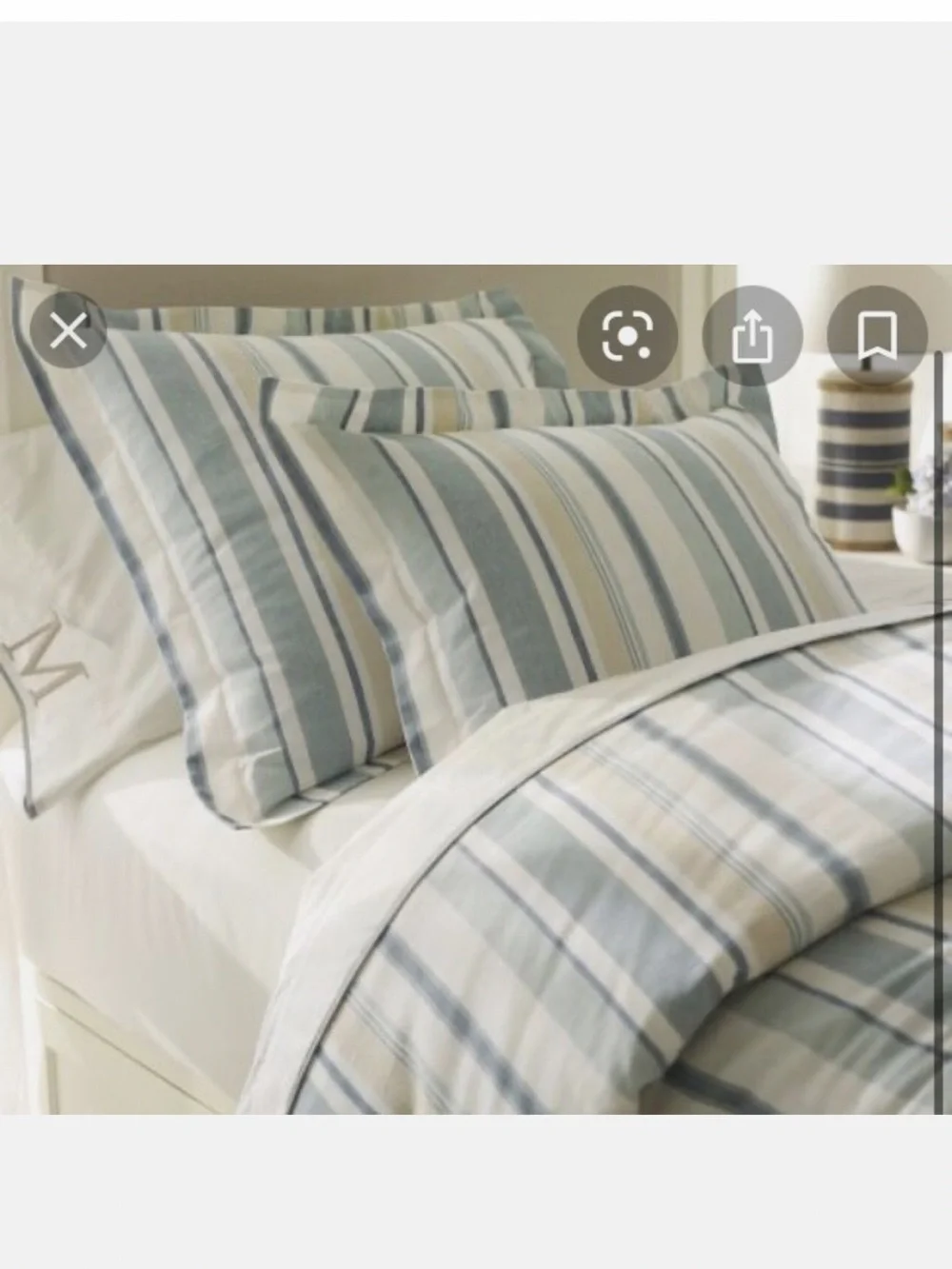 Pottery Barn Darian queen duvet and 2 std shams set linen coastal great cond